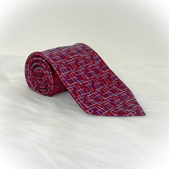 💕Beautiful Red Jhane Barnes Mens Silk Tie💕 - Picture 9 of 13
